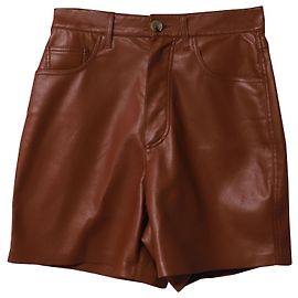 Nanushka High-Waisted Shorts in Brown leather Brown