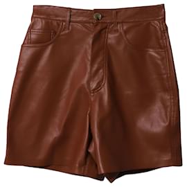 Nanushka-Nanushka High-Waisted Shorts in Brown leather-Brown