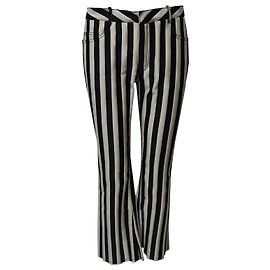Marques Almeida Mid Rise Striped Flared Trousers in Multicolor Polyester Multiple colors