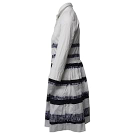 Oscar de la Renta-Oscar De La Renta Striped Shirt Dress in White Cotton-White