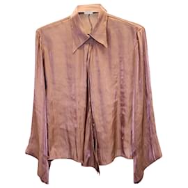 Etro-Langärmlige Etro-Bluse mit Schnürung vorne aus beigefarbener Polyesterseide-Beige