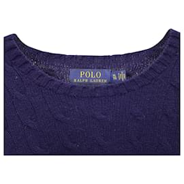 Polo Ralph Lauren-Polo Ralph Lauren Cable Knit Jumper in Navy Blue Cashmere-Blue,Navy blue