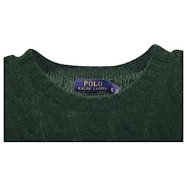 Polo Ralph Lauren-Maglione Polo Ralph Lauren lavorato a trecce in cashmere verde-Verde