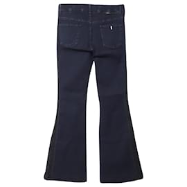 Stella Mc Cartney-Stella Mccartney Jeans Flared com Acabamento Lateral em Jeans de Algodão Azul Marinho-Azul,Azul marinho