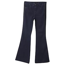 Stella Mc Cartney-Stella Mccartney Jeans Flared com Acabamento Lateral em Jeans de Algodão Azul Marinho-Azul,Azul marinho
