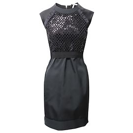 Victoria Beckham mit Pailletten gefüttertes Kleid aus schwarzem Polyester Schwarz