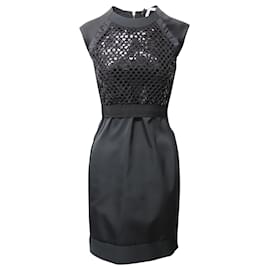 Victoria Beckham-Victoria Beckham Sequin Lined Dress in Black Polyester-Black