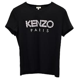 Kenzo-Kenzo-Logo-T-Shirt aus schwarzer Baumwolle-Schwarz