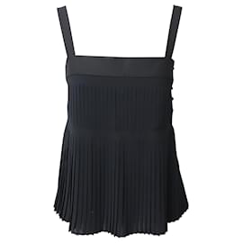Theory-Theory Pleated Strap Top in Polyester-Black