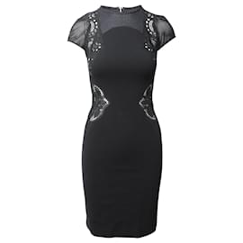 Stella Mc Cartney-Stella McCartney Lace Pattern Knee-Length Dress in Black Modal-Black