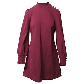 Abito a trapezio a maniche lunghe gonfio con collo dolcevita di Kate Spade in rayon marrone Marrone Rosso