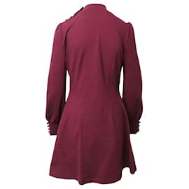 Kate Spade-Kate Spade Turtle Neck Puffy Long Sleeve Shift Dress in Maroon Rayon-Brown,Red