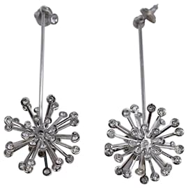 Oscar de la Renta-Oscar De La Renta Starburst Dangling Earrings in Silver Metal-Silvery