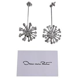 Oscar de la Renta-Oscar De La Renta Starburst Dangling Earrings in Silver Metal-Silvery