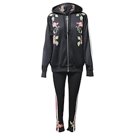 Gucci-Gucci-Trainingsanzug mit Blumenstickerei aus schwarzem Polyester-Schwarz