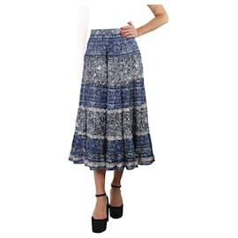 Ulla Johnson-Falda midi escalonada estampada azul - talla UK 12-Azul