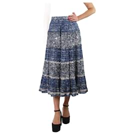 Ulla Johnson-Blue printed tiered midi skirt - size UK 12-Blue