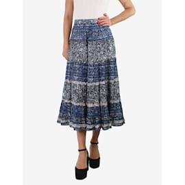 Ulla Johnson-Blue printed tiered midi skirt - size UK 12-Blue