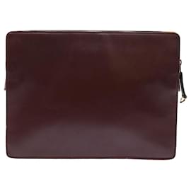 Cartier-CARTIER Clutch Bag Leather Wine Red Auth ac2247-Other