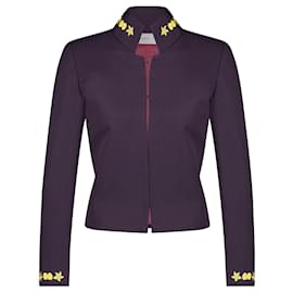 Autre Marque-Monique Singh, Embroidered gaberdine jacket-Purple