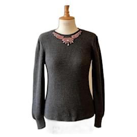 Pullover mit Weill-Strass Anthrazitgrau