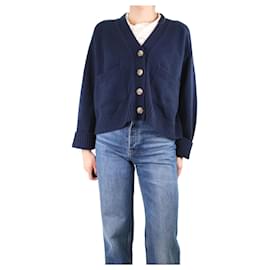 Autre Marque-Navy button-up wool cardigan - size M-Navy blue