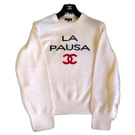 Chanel La Pausa Cruise Pullover weiß aus Kaschmir Weiß