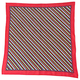 Céline-carré, Bandana di Céline 70s cotone strisce rosse, Cachi, Marino, avorio-Multicolore