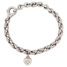 CHOPARD HAPPY DIAMOND HEART BRACELET 853468 20 WHITE GOLD 18K DIAMONDS STRAP Silvery