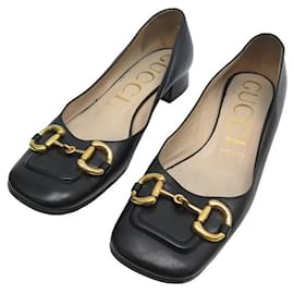 Gucci-ZAPATOS GUCCI BAILARINAS DE CABALLO 645600 poco 39.5 ZAPATOS CAJA PIEL NEGRA-Negro