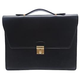 Lancel-NEW VINTAGE LANCEL DOCUMENT HOLDER BLACK LEATHER BAG BRIEFCASE BAG-Black