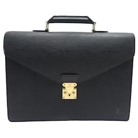 Louis Vuitton-VINTAGE LOUS VUITTON BAG ROBUSTO BAG 2 BRIEFCASE LEATHER BELLOWS-Black