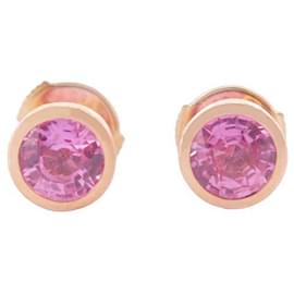 Poiray-NEW POIRAY CHIP EARRINGS LOLITA PINK SAPPHIRE YELLOW GOLD EARRINGS-Golden