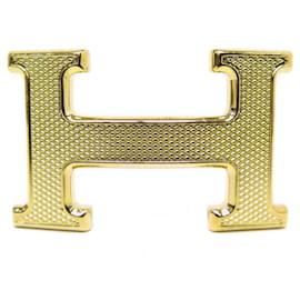 Hermès-NEUF BOUCLE DE CEINTURE HERMES H GUILLOCHE 32MM EN METAL DORE GOLDEN BUCKLE BELT-Doré