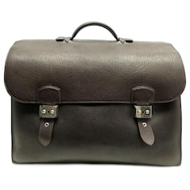 Hermès-HERMES BAG SAC A DEPECHES lined CLASP SATCHEL CLEMENCE BRIEFCASE-Brown