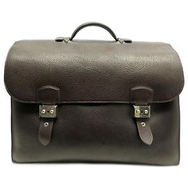 Hermès SACOCHE HERMES SAC A DEPECHES CARTABLE DOUBLE FERMOIR CLEMENCE BRIEFCASE Marron