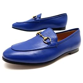 Gucci-NEUF CHAUSSURES GUCCI MOCASSINS JORDAAN 404069 36.5 IT 37.5 FR CUIR SHOES-Bleu