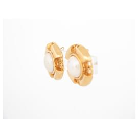 Chanel-VINTAGE CHANEL PEARLS OF CASTELLANE EARRINGS 1990 METAL GOLD EARRING-Golden