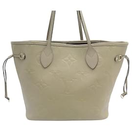 Louis Vuitton-SAC A MAIN LOUIS VUITTON NEVERFULL MM CUIR MONOGRAM EMPREINTE HAND BAG-Beige