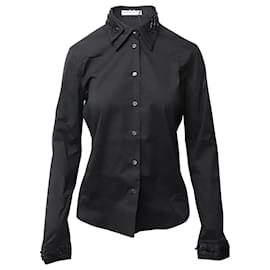 Prada-Camisa Prada bordada a mano en algodón negro-Negro