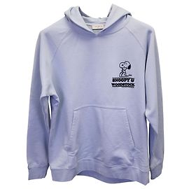 Sandro Paris Snoopy Somebody Cares Kapuzenpullover aus hellblauer Baumwolle Blau
