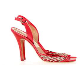 Salvatore Ferragamo-Salvatore Ferragamo Chain Detail Sandals in Red Leather-Red