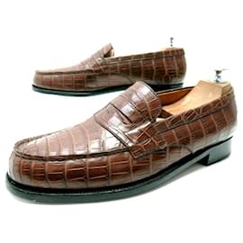 JM Weston-JM WESTON LOAFERS 180 8C 42 FINE BROWN CROCODILE LEATHER LOAFERS-Brown