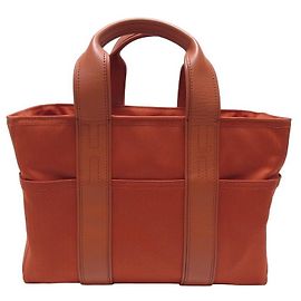 Hermès NUOVA BORSA A MANO HERMES ACAPULCO PM CABAS IN TELA E PELLE ROSSO MATTONE Rosso