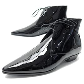 Saint Laurent-NEW SAINT LAURENT SHOES JONAS ANKLE BOOTS 581845 39 PATENT LEATHER SHOES-Black