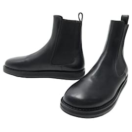 The row-NEW THE ROW SHOES GAIA ANKLE BOOTS 41 CHELSEA BLACK LEATHER BOOTS-Black