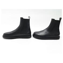 The row-NEW THE ROW SHOES GAIA ANKLE BOOTS 41 CHELSEA BLACK LEATHER BOOTS-Black