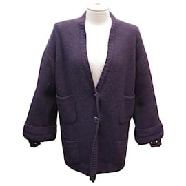 Chanel-CHANEL COLETE CASHMERE CARDIGAN S31727K00625 M 38 JAQUETA DE CAXEMIRA ROXA-Roxo