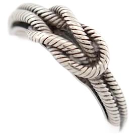 Hermès VINTAGE HERMES AUDIERNES RING HERACLES KNOT BRAID T52 SOLID SILVER RING Silvery