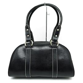 Lancel-NEW LANCEL BOWLING ELSA A HANDBAG03284 BLACK LIZARD-STYLE CANVAS HAND BAG-Black